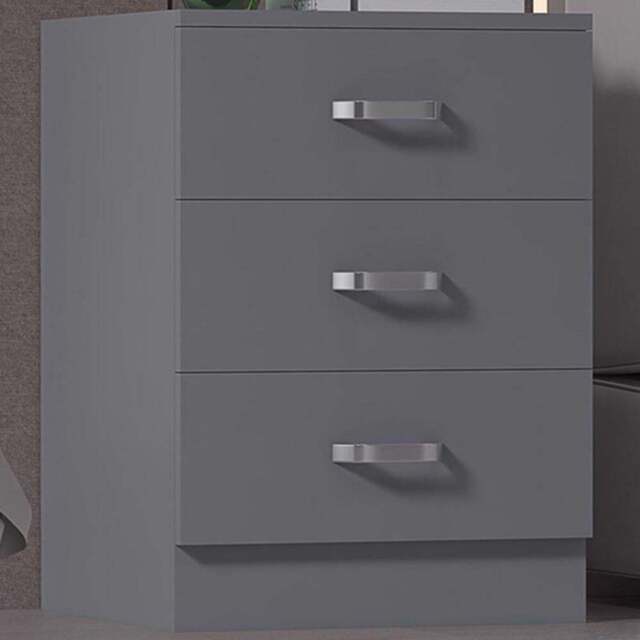 FWStyle Tunis 3 Drawer Matt Grey Chest of Drawer - Wilko - image 1