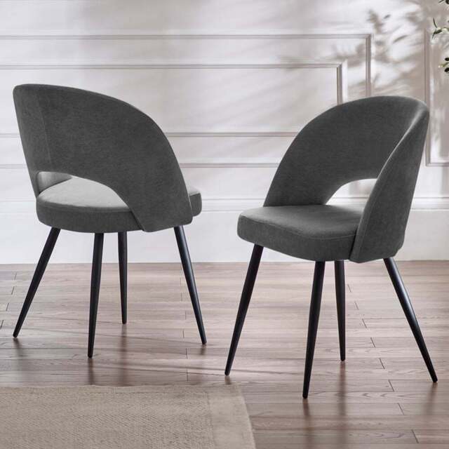 Julian Bowen Ella Set of 2 Onyx Dining Chairs - Grey - Wilko - image 1