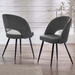 Julian Bowen Ella Set of 2 Onyx Dining Chairs - Grey - Wilko - thumbnail 1