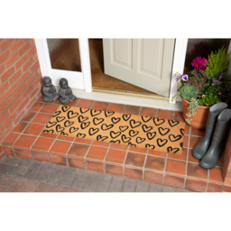 Eselle Astley Natural Printed Hand Drawn Hearts Doormat 40 x 120cm - Size: 120 x 40 x 1.5cm - Brown - Wilko - thumbnail 3