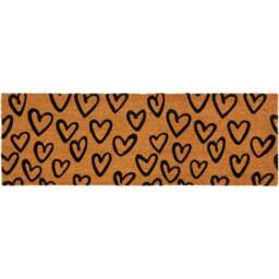 Eselle Astley Natural Printed Hand Drawn Hearts Doormat 40 x 120cm - Size: 120 x 40 x 1.5cm - Brown - Wilko - thumbnail 1
