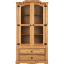 Seconique Corona 2 Door 2 Drawer Distressed Waxed Pine Display Unit - Size: 43 x 96 x 186cm - Brown - Wilko - thumbnail 4