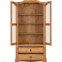 Seconique Corona 2 Door 2 Drawer Distressed Waxed Pine Display Unit - Size: 43 x 96 x 186cm - Brown - Wilko - thumbnail 5