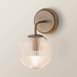 ValueLights Kempton Brushed Brass Ribbed Globe Shade Wall Light with Bulb 2 Pack - Size: 26 x 15 x 19cm - Wilko - thumbnail 7