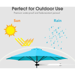 Costway Turquoise Large Outdoor Tilting Sunshade Umbrella - Size: 3m - Blue - Wilko - thumbnail 4