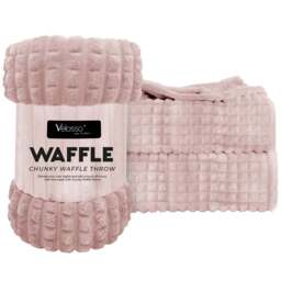 Velosso Blush Waffle Plush Throw 200 x 240cm - Size: 200 x 240 x 1cm - Wilko - thumbnail 1