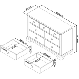 Bentley Designs Hampstead 7 Drawer Oak and Ivory Chest of Drawers - Cream - Wilko - thumbnail 4