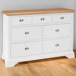 Bentley Designs Hampstead 7 Drawer Oak and Ivory Chest of Drawers - Cream - Wilko - thumbnail 1