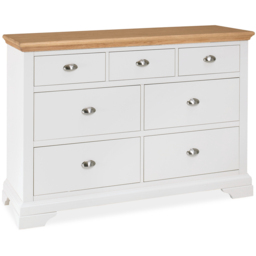 Bentley Designs Hampstead 7 Drawer Oak and Ivory Chest of Drawers - Cream - Wilko - thumbnail 3