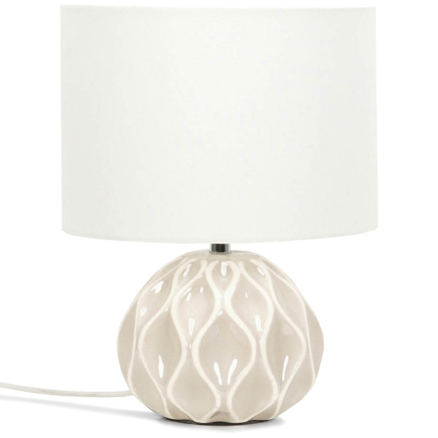 ValueLights Luca Natural and White Textured Tables Lamp - Size: 30 x 23 x 23cm - Cream - Wilko - image 1