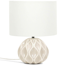 ValueLights Luca Natural and White Textured Tables Lamp - Size: 30 x 23 x 23cm - Cream - Wilko
