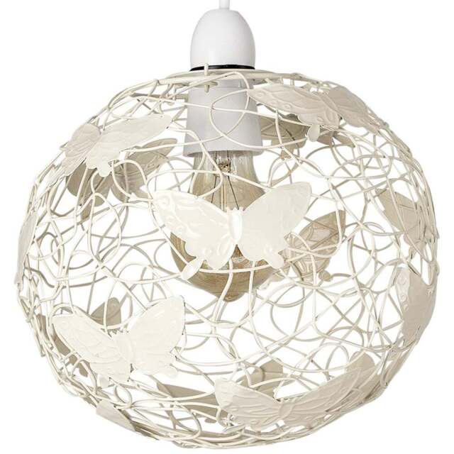 ValueLights Cream Butterfly Lattice Wire Ball Pendant Shade - Size: 20 x 22 x 22cm - Wilko - image 1