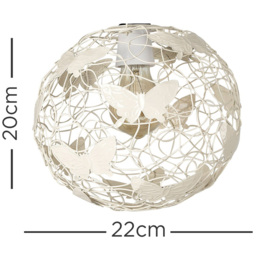 ValueLights Cream Butterfly Lattice Wire Ball Pendant Shade - Size: 20 x 22 x 22cm - Wilko - thumbnail 5