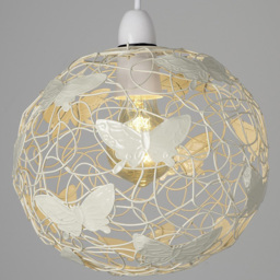ValueLights Cream Butterfly Lattice Wire Ball Pendant Shade - Size: 20 x 22 x 22cm - Wilko - thumbnail 3