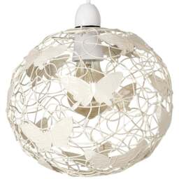ValueLights Cream Butterfly Lattice Wire Ball Pendant Shade - Size: 20 x 22 x 22cm - Wilko - thumbnail 1