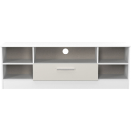 Crowndale Contrast Single Drawer 5 Shelf Grey Matt and White Wide TV Unit Ready Assembled - Size: 50 x 144 x 39cm - Grey Matt & White - Wilko - thumbnail 3