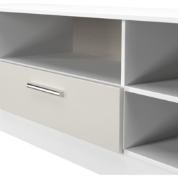 Crowndale Contrast Single Drawer 5 Shelf Grey Matt and White Wide TV Unit Ready Assembled - Size: 50 x 144 x 39cm - Grey Matt & White - Wilko - thumbnail 6