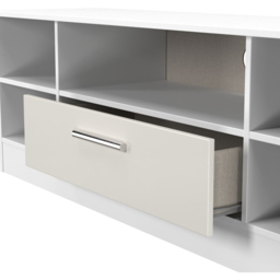 Crowndale Contrast Single Drawer 5 Shelf Grey Matt and White Wide TV Unit Ready Assembled - Size: 50 x 144 x 39cm - Grey Matt & White - Wilko - thumbnail 7