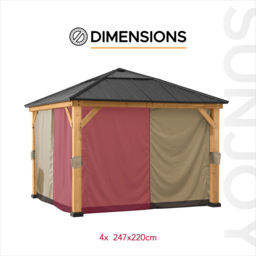Sunjoy 2.7 x 2.7m Khaki Accessory Curtain for Cedar Wood Gazebo (Gazebo Not Include) - Size: 216 x 216 x 216cm - Brown - Wilko - thumbnail 5