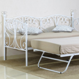 Brooklyn Small Single White Metal Crystal Finial Day Bed with Trundle - Wood - Wilko - thumbnail 3