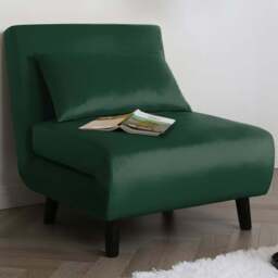 Aurora Single Seater Green Velvet Sofa Bed - Home Garden Direct - Wilko - thumbnail 1