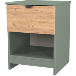 Crowndale Bora Single Drawer Single Shelf Gold Oak and Reed Green Bedside Cabinet - Wilko - thumbnail 5
