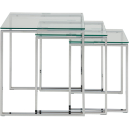 Florence Katrine Glass Top Nest of Tables Set of 3 - Silver - Furniture To Go - Wilko - thumbnail 5