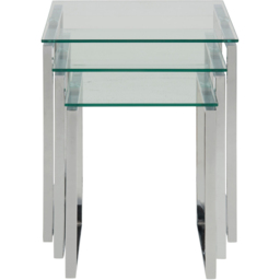 Florence Katrine Glass Top Nest of Tables Set of 3 - Silver - Furniture To Go - Wilko - thumbnail 4