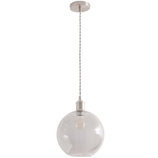ValueLights Bellamy Single Smoked Glass Globe Brushed Chrome LED Ceiling Pendant Light - Size: 134.5 x 25 x 25cm - Silver - Wilko - image 1