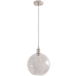 ValueLights Bellamy Single Smoked Glass Globe Brushed Chrome LED Ceiling Pendant Light - Size: 134.5 x 25 x 25cm - Silver - Wilko - thumbnail 1