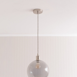 ValueLights Bellamy Single Smoked Glass Globe Brushed Chrome LED Ceiling Pendant Light - Size: 134.5 x 25 x 25cm - Silver - Wilko - thumbnail 5
