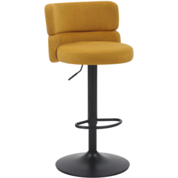 Mason Set of 2 Brushed Velvet Mustard and Black Bar Stool - Shankar - Wilko - thumbnail 3