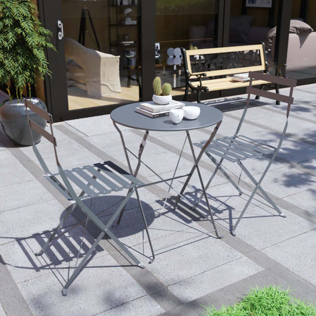 Garden Vida Porto Metal 2 Seater Bistro Set Dark Grey - Wilko - image 1