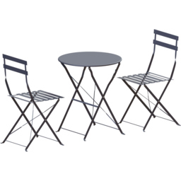 Garden Vida Porto Metal 2 Seater Bistro Set Dark Grey - Wilko - thumbnail 3