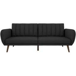 Novogratz Brittany 3 Seater Dark Grey Linen Sofa Bed with Wooden Legs - Wilko - thumbnail 4