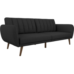 Novogratz Brittany 3 Seater Dark Grey Linen Sofa Bed with Wooden Legs - Wilko - thumbnail 3