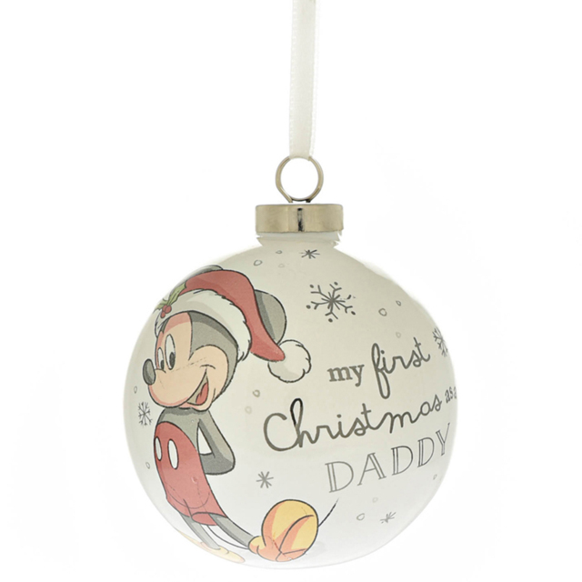 Disney Mickey Ceramic Daddy Christmas Bauble - Size: 18.5 x 8 x 8cm - White - Wilko - image 1