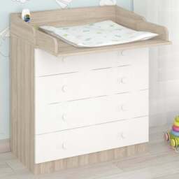 Shefa 800 4 Drawer Elm and White Kids Changing Dresser - Size: 92 x 80 x 48cm - Elm-white - Wilko - thumbnail 1