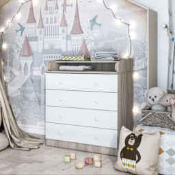 Shefa 800 4 Drawer Elm and White Kids Changing Dresser - Size: 92 x 80 x 48cm - Elm-white - Wilko - thumbnail 6