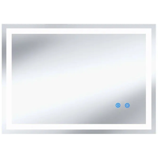 tectake Clara Multicolour Anti-Fog Frameless Rectangular LED Bathroom Wall Mirror 80 x 60cm - Size: 80 x 60 x 2.5cm - Anthracite - Wilko - image 1