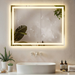 tectake Clara Multicolour Anti-Fog Frameless Rectangular LED Bathroom Wall Mirror 80 x 60cm - Size: 80 x 60 x 2.5cm - Anthracite - Wilko - thumbnail 3