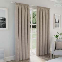 Enhanced Living Dallas Natural Thermal Blackout Pencil Pleat Curtains 117 x 183cm - Cream - Wilko