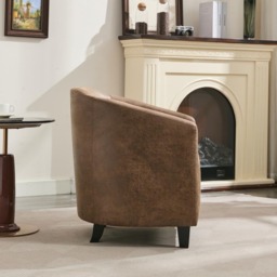 Furniture One Brown Bronzing Fabric Upholstered Tub Chair - Size: Single - Wilko - thumbnail 6