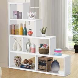 Costway 6 Shelf White Ladder Bookcase - Size: 5 Shelf - Wilko