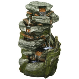 Bermuda Stone Falls Water Feature - Size: 35 x 27 x 57cm - Grey - Bermuda Water Gardens - Wilko - thumbnail 1