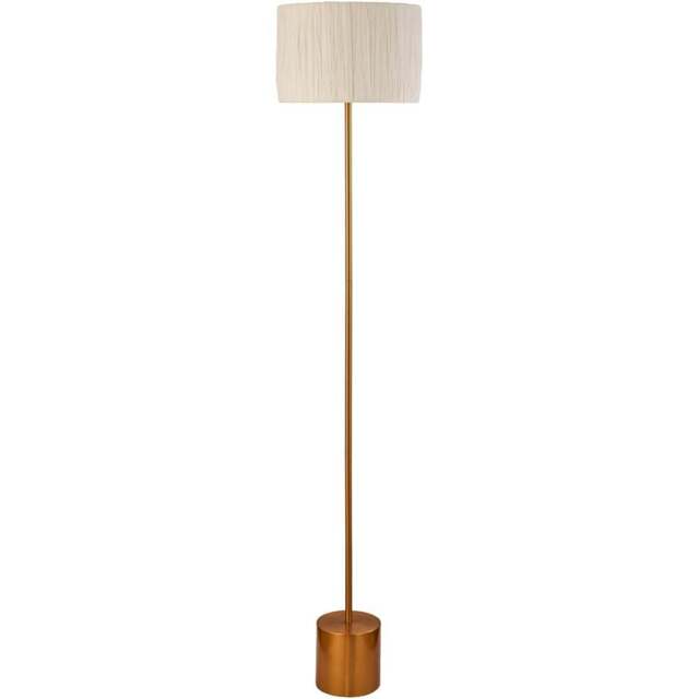 Lighting Collection Castell White Raffia Floor Lamp - Size: 30 x 33 x 37cm - Gold and White - Wilko - image 1