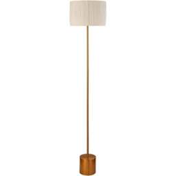 Lighting Collection Castell White Raffia Floor Lamp - Size: 30 x 33 x 37cm - Gold and White - Wilko