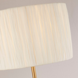Lighting Collection Castell White Raffia Floor Lamp - Size: 30 x 33 x 37cm - Gold and White - Wilko - thumbnail 5