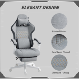 HOMCOM Grey Printed Velvet Adjustable Height Recliner Chair - Size: 129 x 64 x 69cm - Wilko - thumbnail 5
