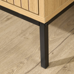 Home Source Wisbench 3 Drawer Oak and Black Wooden Wide Chest of Drawers - Brown - Wilko - thumbnail 6